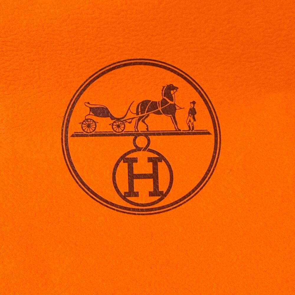 Authentic Hermès Orange Shopping Gift Bag Brown Rope Handles Paris 9"x 6" Small - Picture 4 of 6
